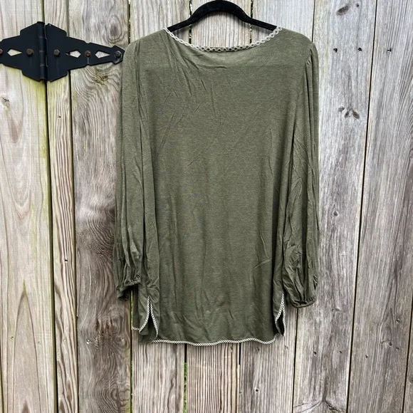 MAX STUDIO Green Long Sleeve w White Stitching Women’s XL - Picture 8 of 10